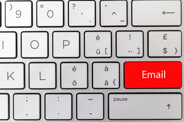 Word Email on a red keyboard button