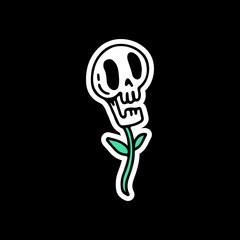 Skull flowers illustration. Vector graphics for t-shirt prints and other uses.