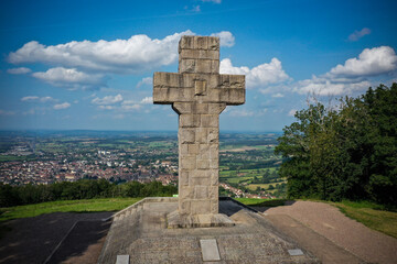 aerial view on the liberation cross in the city of autun
