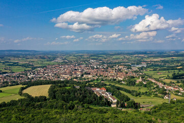 Fototapeta na wymiar aerial view on the medieval town of autun in bourgogne