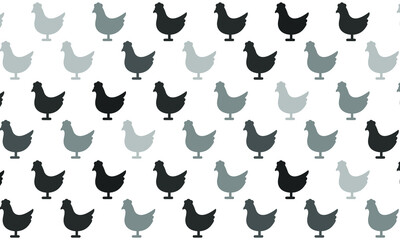 Black and White Chicken Seamless Pattern Background