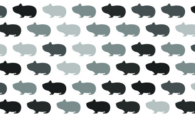 Black and White Hamster Seamless Pattern Background