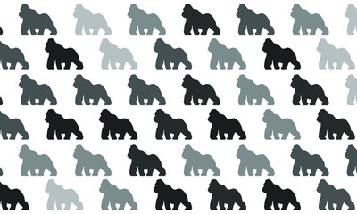 Black and White Gorilla Seamless Pattern Background