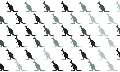 Black and White Kangaroo Seamless Pattern Background