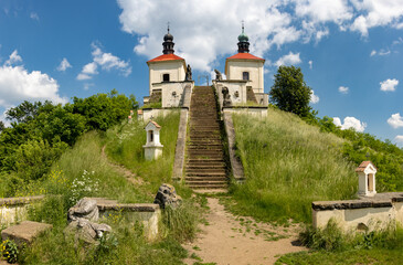 Fototapeta na wymiar Historic Corpus Christi Chapel on top of a hill, North Bohemia, Czechia