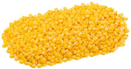 Milho verde espalhado em fundo branco para recorte.