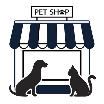Pet shop illustration for pets on white background