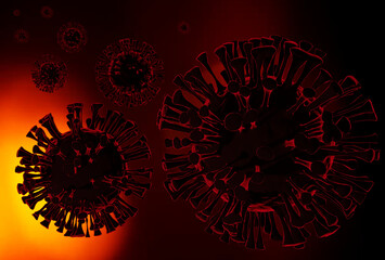 3D corona virus flu medical illustration in microscopic view