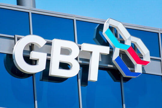 GBT sign logo on headquarters building. Global Blood Therapeutics is a clinical-stage biopharmaceutical company - South San Francisco, California, USA - 2021