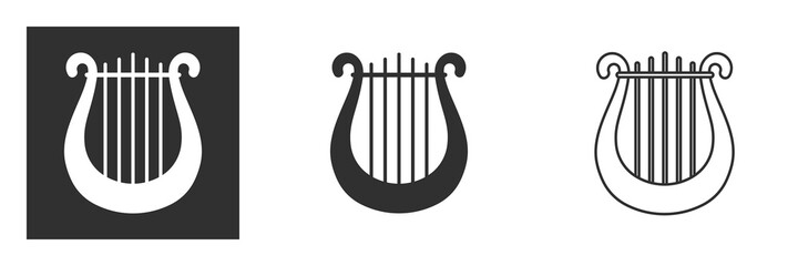 Harp and lyre icon vector logo template illustration design. Symbol of music, muse and inspiration