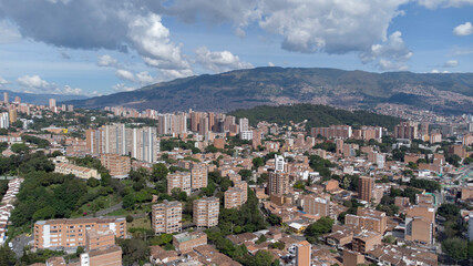 Panoramica occidente city of medellin, aerial photography with drone