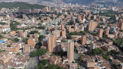 Panoramica occidente city of medellin, aerial photography with drone