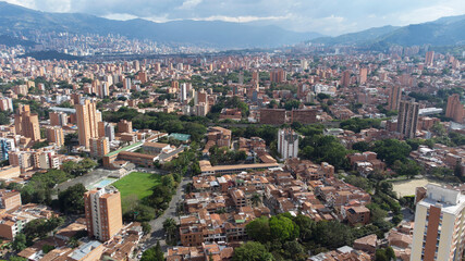Panoramica occidente city of medellin, aerial photography with drone