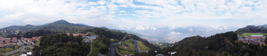 Panoramica alto de las palmas city of medellin and Envigado aerial photography with drone