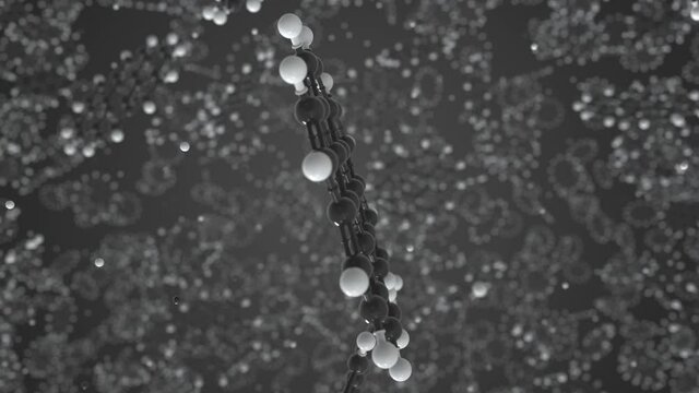 Coronene molecule made with balls, conceptual molecular model. Chemical looping 3d animation