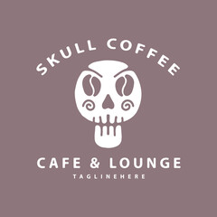 Retro skull head with coffee beans in the eye. illustration for t shirt, poster, logo, sticker, or apparel merchandise.