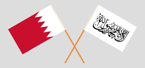 Crossed flags of Bahrain and Islamic Emirate of Afghanistan. Official colors. Correct proportion