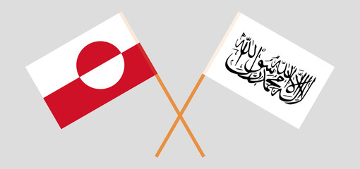 Crossed flags of Greenland and Islamic Emirate of Afghanistan. Official colors. Correct proportion