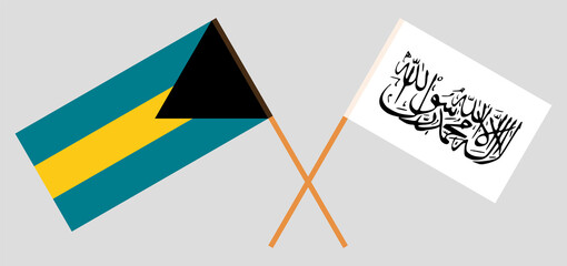 Crossed flags of the Bahamas and Islamic Emirate of Afghanistan. Official colors. Correct proportion