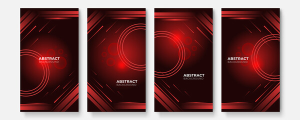 Red vector banner illustration technology with line pattern over dark background. Modern hi tech digital technology concept. Abstract internet communication, future science techno design
