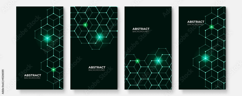 Sticker green tech background vector illustration. dark green background with technology game design theme