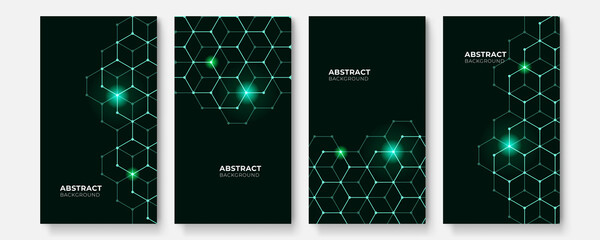 Green tech background vector illustration. Dark green background with technology game design theme