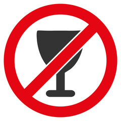 Forbid wine glass icon with flat style. Isolated vector forbid wine glass icon image on a white background.