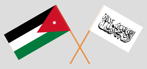 Crossed flags of Jordan and Islamic Emirate of Afghanistan. Official colors. Correct proportion