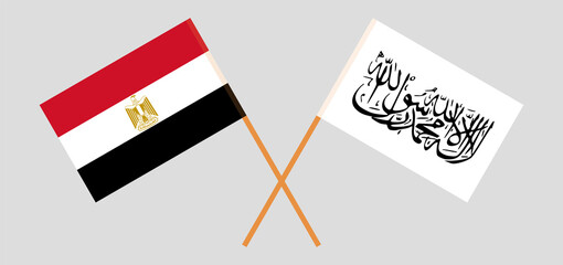 Crossed flags of Egypt and Islamic Emirate of Afghanistan. Official colors. Correct proportion