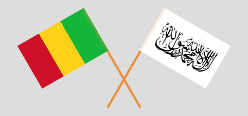 Crossed flags of Mali and Islamic Emirate of Afghanistan. Official colors. Correct proportion
