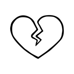 Vector hand drawn doodle sketch broken heart isolated on white background