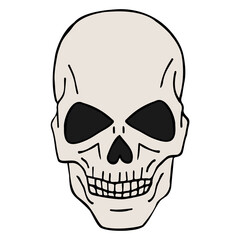 Vector hand drawn doodle sketch colored human skull isolated on white background