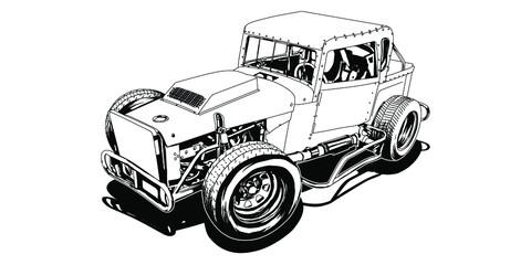 Racing car isolated on white background. abstract silhouette. line art. vector illustration.