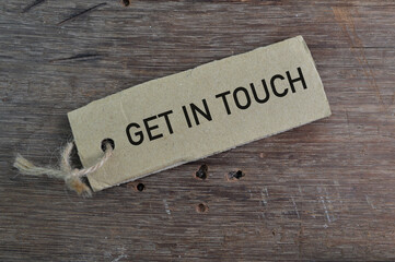 Label tag written with text GET IN TOUCH
