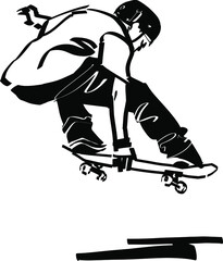 the vector sketch of the player on a skateboard © xamyak13