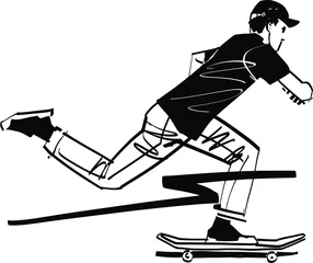 Foto op Plexiglas the vector sketch of the player on a skateboard © xamyak13