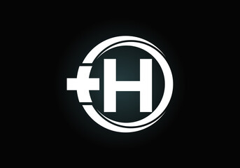 Initial H monogram alphabet in a circle with cross plus. Medical logo. Logo for pharmacy, clinic, medical or healthcare business, and company identity