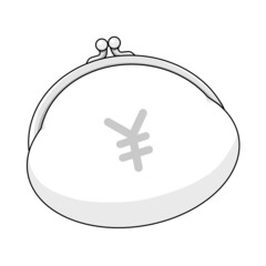 日本円の通貨記号が書かれた白色の財布