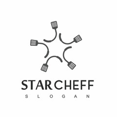 Star Chef Logo With Spatula Symbol