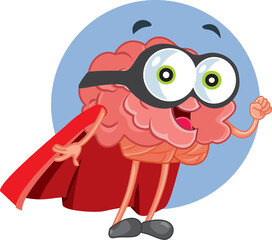 Superhero Brain Vector Cartoon Illustration