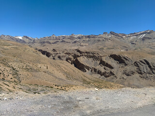 Very high altitude mountains without any vegetation in leh ladakh, India in summer