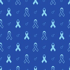 Blue Ribbon Symbol Social Issue Vector Graphic Seamless Pattern