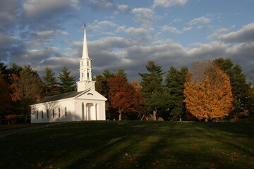 church in autumn