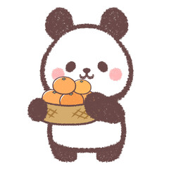 パンダとみかんカゴ