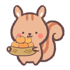 リスとみかんカゴ