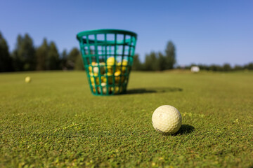 Basket of Golf Balls on the Course. 