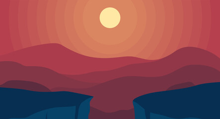 red landscape scenery hill gradient background 