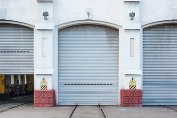 Gates of the locomotive depot. Moscow. Russia.
