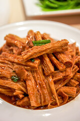 A delicious Chinese dish, braised pork with yuba