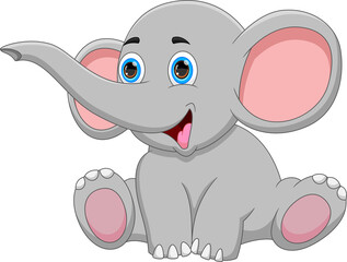 cartoon baby elephant isolated on white background